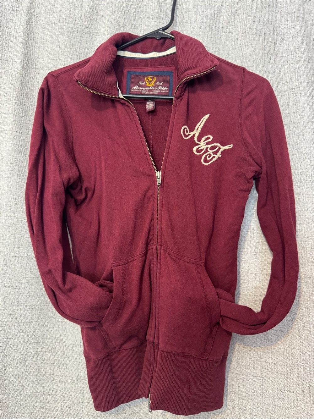 Abercrombie & Fitch Women's Maroon Full-Zip Bomber Jacket